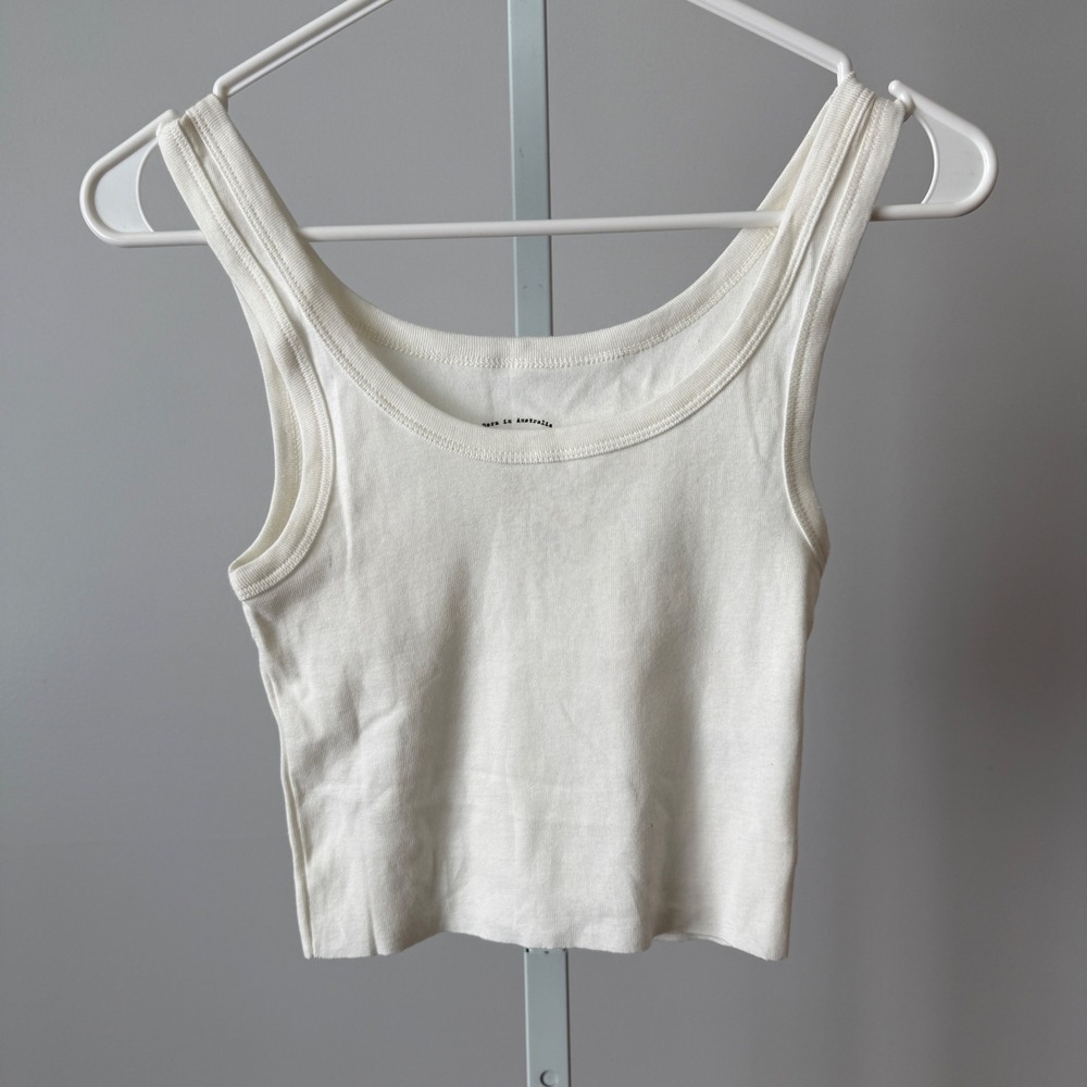 Billabong Cotton Beachy Coastal Clean Babydoll Ribbed Cropped Tank Top XS White